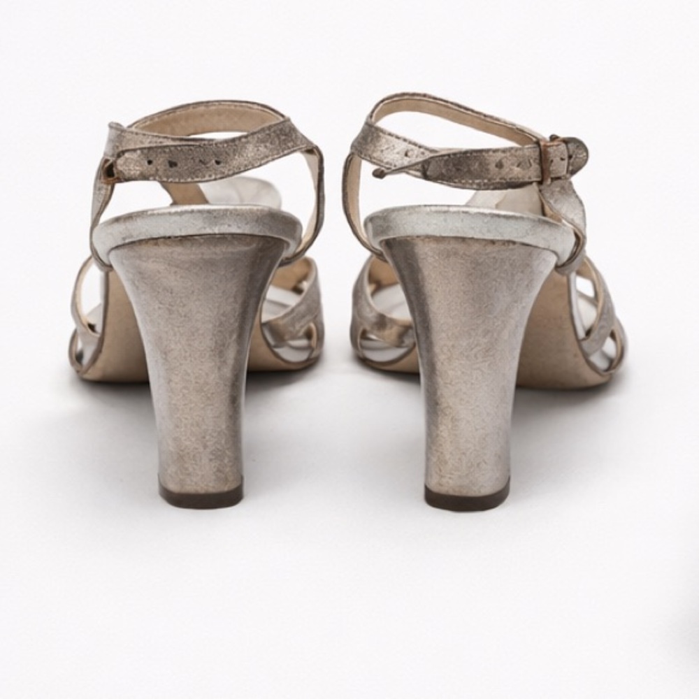 Sergio Rossi Metallic Silver Leather Sandals | Size 8 - Picture 6 of 10